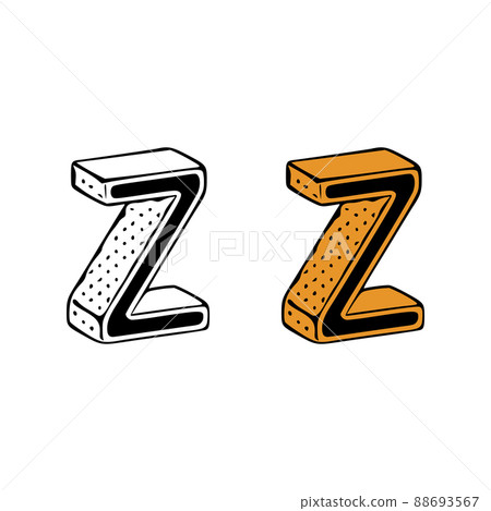 Isometric letter z doodle vector illustration on white background. Letters clip art. Isometric letter z doodle vector illustration on white background. Letters clip art. 88693567