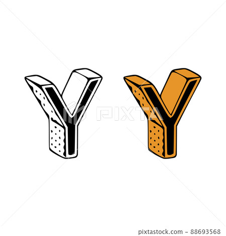 Isometric letter y doodle vector illustration on white background. Letters clip art. Isometric letter y doodle vector illustration on white background. Letters clip art. 88693568