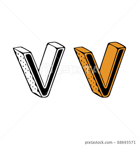 Isometric letter v doodle vector illustration on white background. Letters clip art. Isometric letter v doodle vector illustration on white background. Letters clip art. 88693571