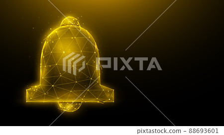 Golden bell polygonal vector illustration on a dark background. Alert symbol in polygonal style. Golden bell polygonal vector illustration on a dark background. Alert symbol in polygonal style. 88693601