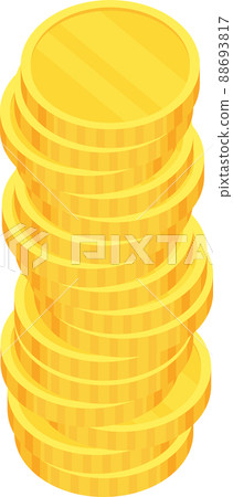 Coins. Heap of golden dollars. Money stack. 88693817