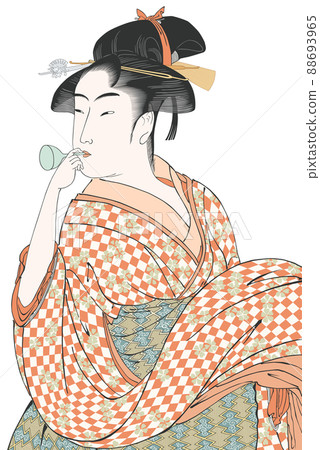 Young Lady Blowing Poppin, Young Lady Blowing on a Poppin, Utamaro Kitagawa 88693965