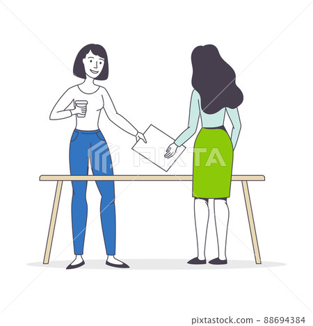Successful Team with Woman Office Employee Working Together Vector Illustration Successful Team with Woman Office Employee Working Together Vector Illustration 88694384