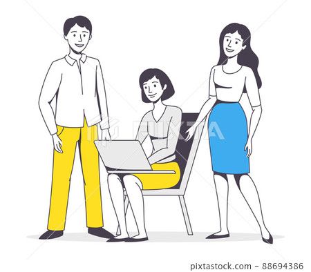 Successful Team with Man and Woman Office Employee Working Together Vector Illustration Successful Team with Man and Woman Office Employee Working Together Vector Illustration 88694386