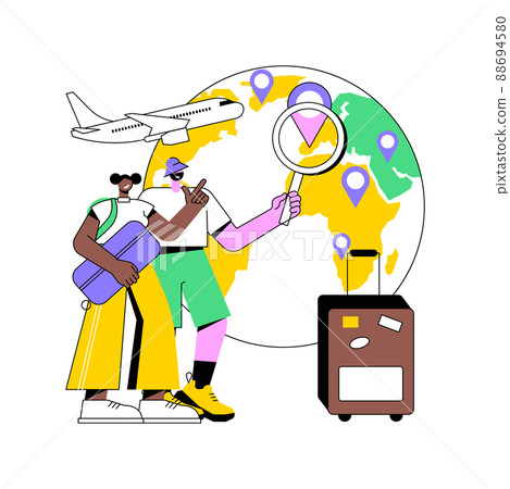 Global travelling abstract concept vector illustration. Global insurance, world trip, international tourism, travel agency, working holiday, luxury vacation resort chain abstract metaphor. Global travelling abstract concept vector illustration. Global insurance, world trip, international tourism, travel agency, working holiday, luxury vacation resort chain abstract metaphor. 88694580
