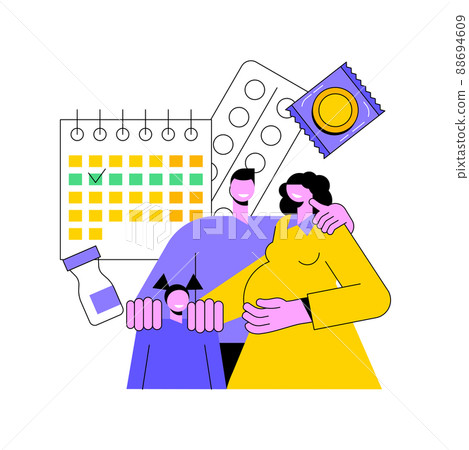 Family planning abstract concept vector illustration. Family health services, become parents, education and counseling, birth control, pregnancy planning, hormonal contraception abstract metaphor. 88694609