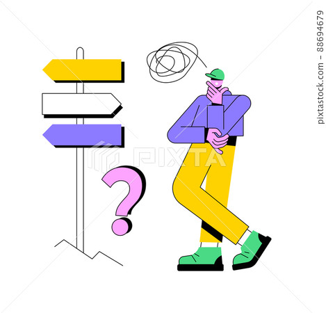 Confusion abstract concept vector illustration. Identity crisis, delirium and mental confusion, confused feelings, treatment and help, health problem, trouble speaking, memory abstract metaphor. Confusion abstract concept vector illustration. Identity crisis, delirium and mental confusion, confused feelings, treatment and help, health problem, trouble speaking, memory abstract metaphor. 88694679