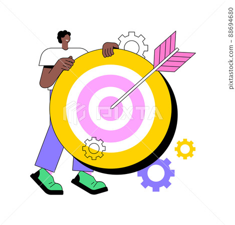 Focus abstract concept vector illustration. Training concentration, focus on success, defined business goal, orientation on target, center of attention, focal point, spotlight abstract metaphor. 88694680