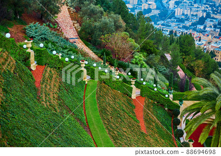 Baha'i Gardens, also the Terraces of the Baha'i Faith, the Hanging Gardens of Haifa 88694698