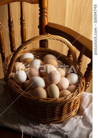 basket of chicken eggs basket of chicken eggs 88694749