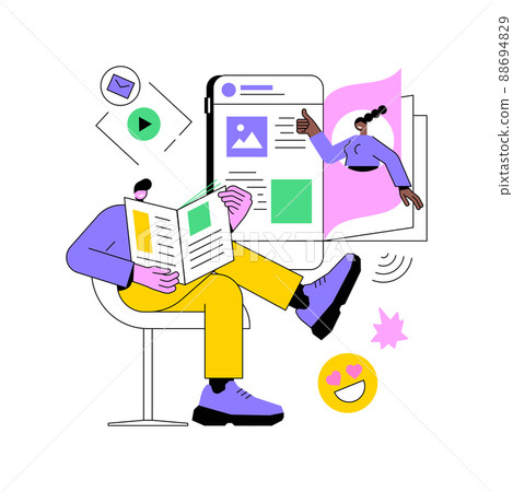 Magazine abstract concept vector illustration. Periodical publication, latest news, electronic publishing, online magazine, mail distribution, newsstand and bookstore, review abstract metaphor. 88694829