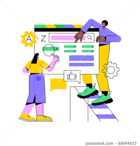 Glossary abstract concept vector illustration. Website element, company web page, menu bar, reference source, terms and explanations, glossary, professional dictionary, UI abstract metaphor. Glossary abstract concept vector illustration. Website element, company web page, menu bar, reference source, terms and explanations, glossary, professional dictionary, UI abstract metaphor. 88694833