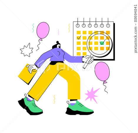 Events abstract concept vector illustration. Corporate events, event calendar, notification, website menu bar, UI element, business meeting, commercial exhibition, schedule abstract metaphor. 88694841