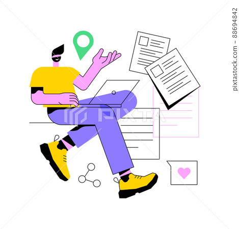 Blog articles abstract concept vector illustration. Blog menu element, subscribe for publications, news article, company website page, web element, UI design, blogging resource abstract metaphor. 88694842