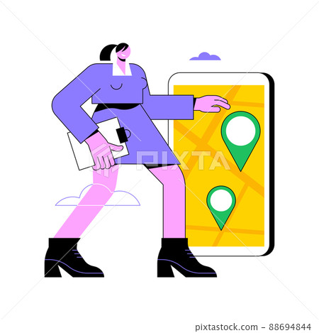 Get directions abstract concept vector illustration. Company address, contact us page, website menu bar, navigation, maps and location, customer information, user experience abstract metaphor. 88694844