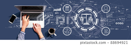 Legal advice service concept with person using laptop 88694921