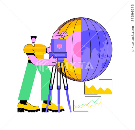 Geophysics abstract concept vector illustration. Geo physical survey, earth science, applied geophysics, university course, geoscience survey, electromagnetic exploration method abstract metaphor. 88694986
