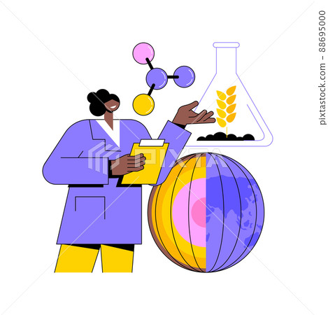 Soil chemistry abstract concept vector illustration. Soil chemical analysis, bioremediation, environmental problem, laboratory service, pollution level, agricultural chemistry abstract metaphor. 88695000