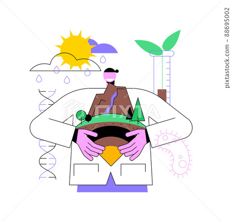 Soil science abstract concept vector illustration. Soil biology and chemistry, environmental science, natural resource study, fertility properties, land management, pedology abstract metaphor. 88695002