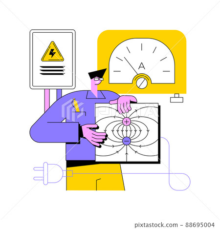 Electrotechnology abstract concept vector illustration. Certification in electrotechnology, electrical engineering practice, industrial science, power system design, electronics abstract metaphor. 88695004