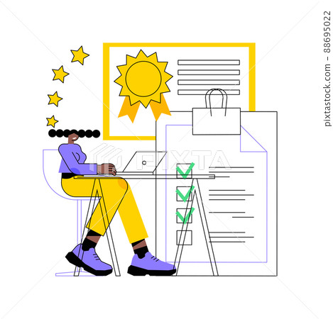 Quality work abstract concept vector illustration. Quality in a workplace, employee performance, experienced worker, speed of production, improvement, effective management abstract metaphor. 88695022