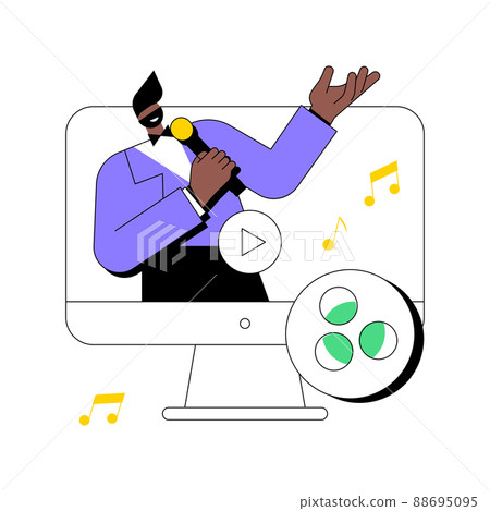 Music video abstract concept vector illustration. Official videoclip, internet and tv premiere, music video production, professional director, shooting crew, musician promotion abstract metaphor. 88695095