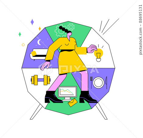 Discipline abstract concept vector illustration. Personal quality, disciplined employee, diligence, self discipline training, behavior regulation, obey the rules, control habit abstract metaphor. 88695131