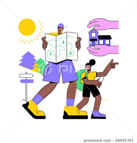 Fatherhood care abstract concept vector illustration. Fatherhood institute, care and domestic work, together at home, fathers day, relationship with child, happy kid family abstract metaphor. 88695301