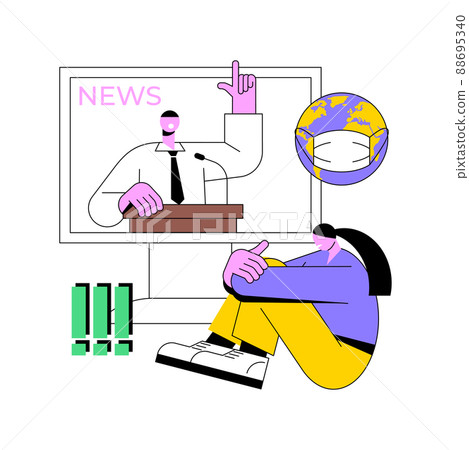 Limit your news intake abstract concept vector illustration. Coronavirus outbreak latest news, death toll, social media feed, stress and anxiety, mental health during quarantine abstract metaphor. Limit your news intake abstract concept vector illustration. Coronavirus outbreak latest news, death toll, social media feed, stress and anxiety, mental health during quarantine abstract metaphor. 88695340