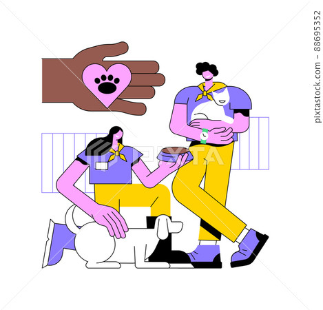 Volunteering abstract concept vector illustration. Volunteer project, community service, altruistic job activity, volunteering for animal shelter, non-profit social organization abstract metaphor. Volunteering abstract concept vector illustration. Volunteer project, community service, altruistic job activity, volunteering for animal shelter, non-profit social organization abstract metaphor. 88695352