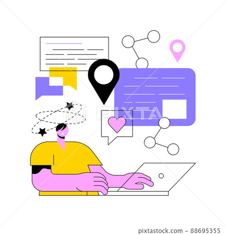 FOMO abstract concept vector illustration. Fear of missing out, social anxiety, having fun, stay connected, social interaction, internet use, psychological health and well-being abstract metaphor. FOMO abstract concept vector illustration. Fear of missing out, social anxiety, having fun, stay connected, social interaction, internet use, psychological health and well-being abstract metaphor. 88695355