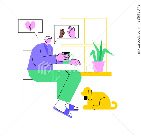 Social isolation abstract concept vector illustration. Social deprivation, isolation effect, old people loneliness, elderly person problem, disabled, mental health, living alone abstract metaphor. 88695378