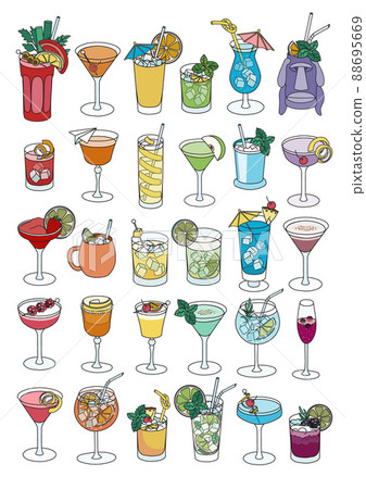 A4 poster size collection set of bar cocktails in rainbow LGBT colors gradient. For gay bar diversity pride party invitations, cards or stickers. Doodle cartoon style illustration on white background A4 poster size collection set of bar cocktails in rainbow LGBT colors gradient. For gay bar diversity pride party invitations, cards or stickers. Doodle cartoon style illustration on white background 88695669
