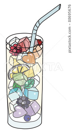 Long fizzy sparkling cocktail Collins glass in rainbow LGBT equality flag colors. For gay bar diversity pride party invitations, cards or stickers. Doodle cartoon illustration isolated on white Long fizzy sparkling cocktail Collins glass in rainbow LGBT equality flag colors. For gay bar diversity pride party invitations, cards or stickers. Doodle cartoon illustration isolated on white 88695676