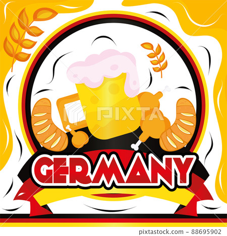 Isolated banner with beer and breads Germany concept Vector Isolated banner with beer and breads Germany concept Vector 88695902
