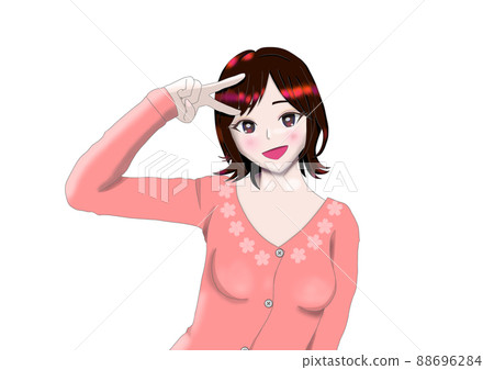 年輕女孩靠在她的前額 88696284