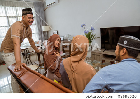 visiting friend and family during eid mubarak islamic day 88696526