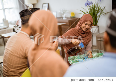 visiting friend and family during eid mubarak islamic day visiting friend and family during eid mubarak islamic day 88696605