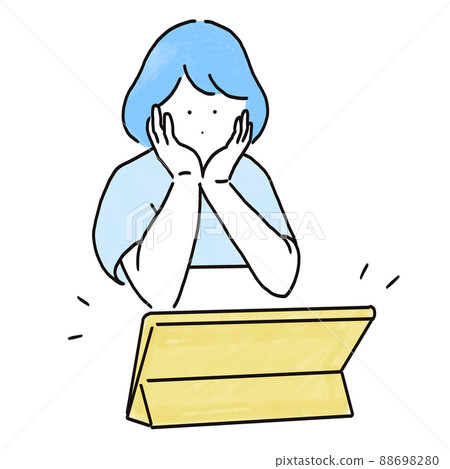 在片劑的婦女觀看的錄影 在片劑的婦女觀看的錄影 88698280