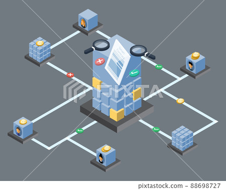 DAO or Decentralized Autonomous Organization with smart contract to control leadership by code and blockchain 88698727