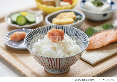 Grilled salmon set meal image of a healthy breakfast 88699029