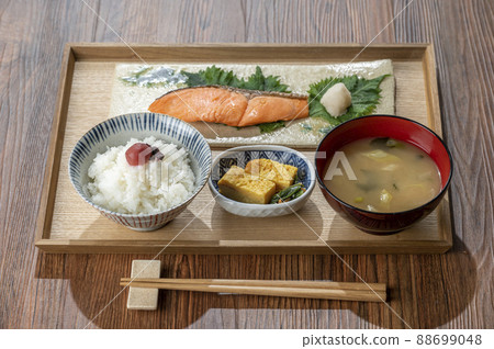 Grilled salmon set meal image of a healthy breakfast 88699048