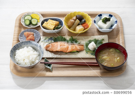 Grilled salmon set meal image of a healthy breakfast Grilled salmon set meal image of a healthy breakfast 88699056