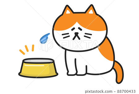 Illustration of a sad cat without rice Illustration of a sad cat without rice 88700433