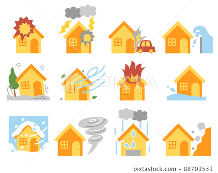 A set of illustrations with the image of a disaster that can be used as an illustration for fire insurance 88701531