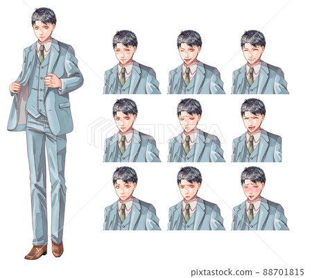 Suit game style standing picture facial expression difference 88701815