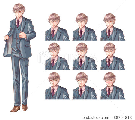 Suit game style standing picture facial expression difference 88701818