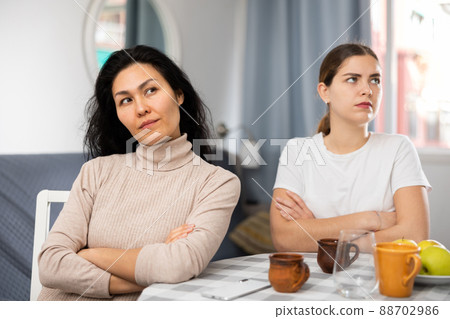 Young female couple quarreling at home 88702986