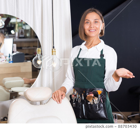 Portrait of adult woman makeup artist Portrait of adult woman makeup artist 88703430