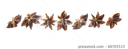A set of anise stars. Isolated on a white background A set of anise stars. Isolated on a white background 88705515